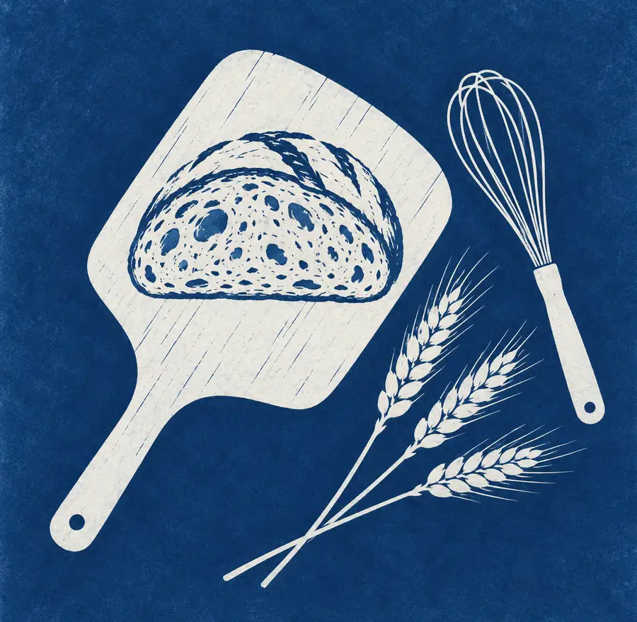 Illustration of bakeries equipment and workspace