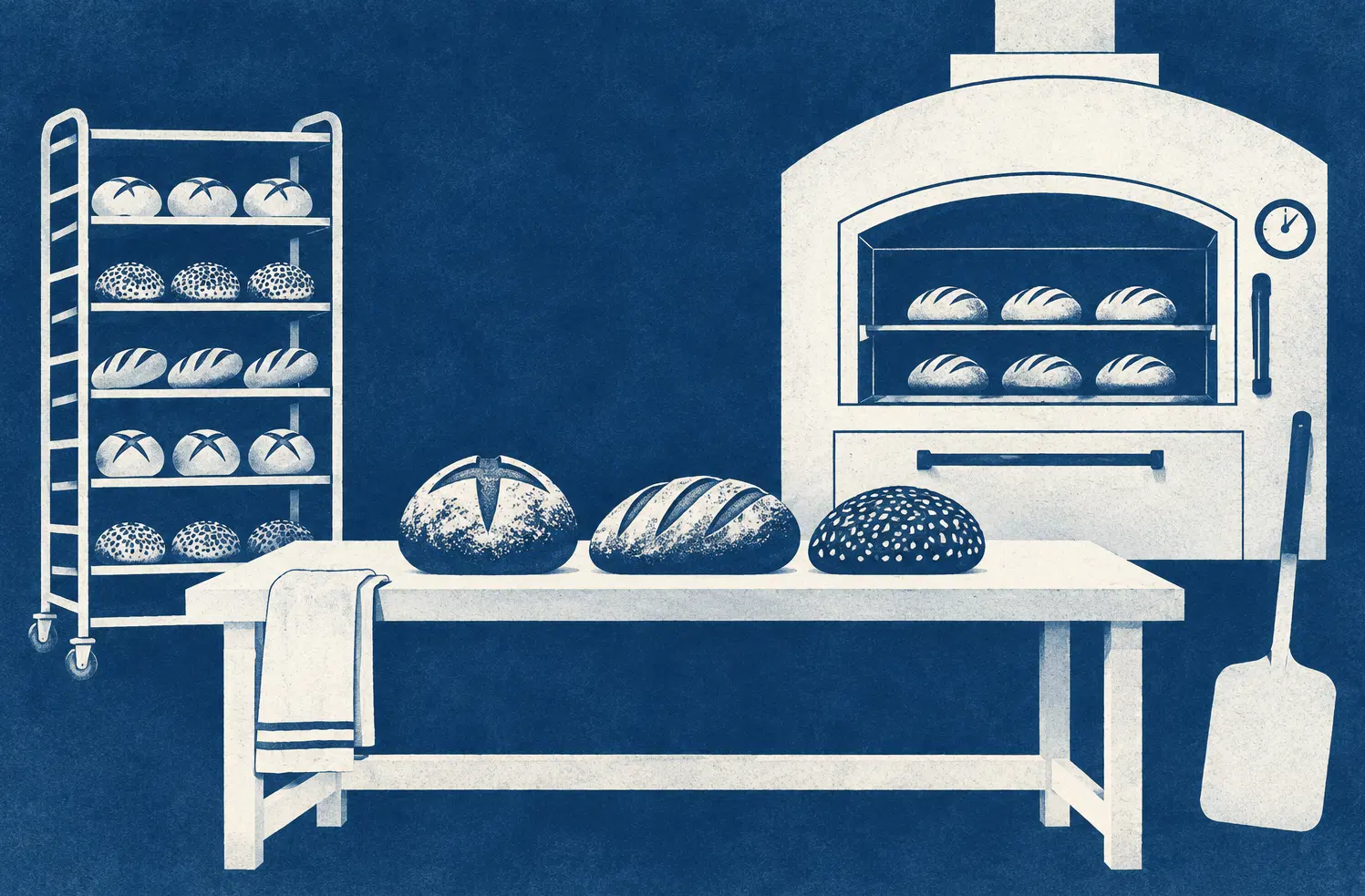 Illustration of bakeries and their working space