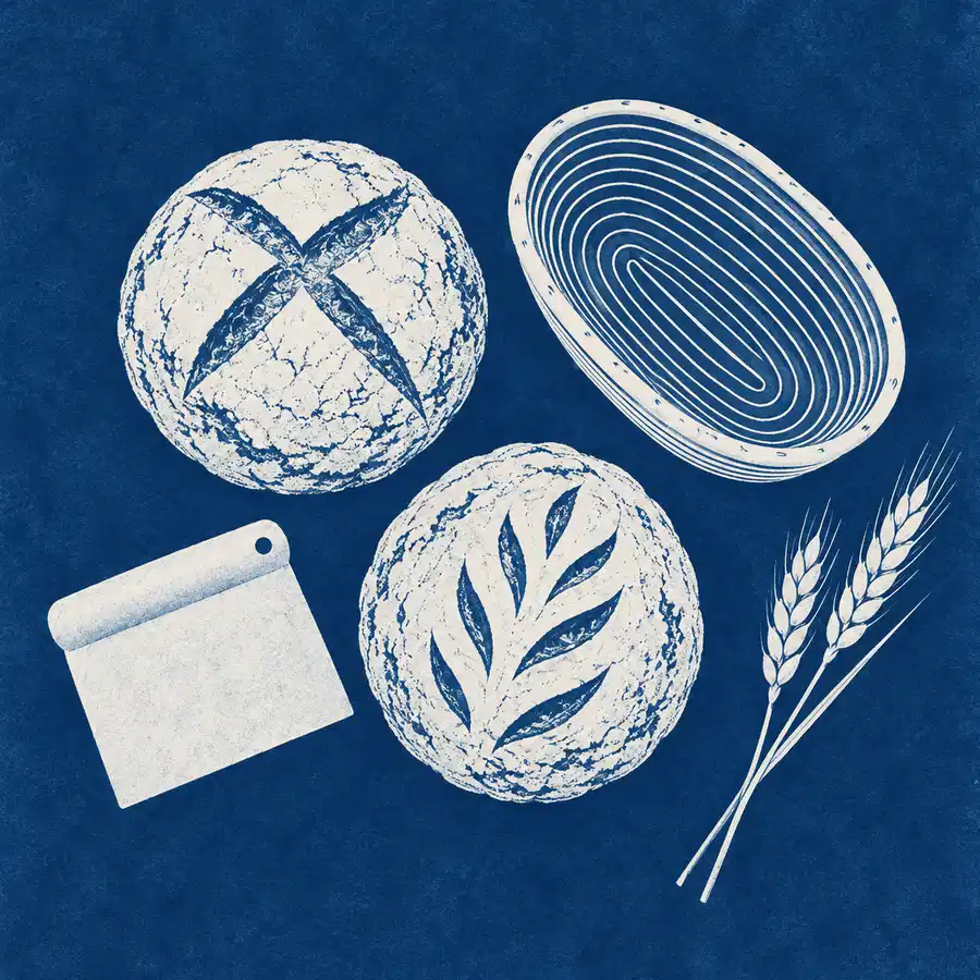 Illustration of bakeries equipment and workspace